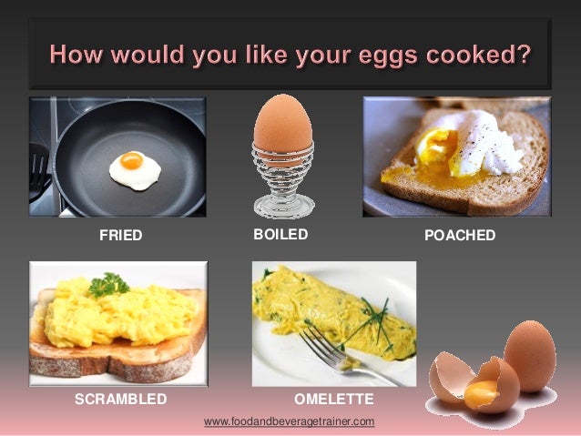 English Training , Different ways to cook eggs
